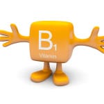 B1 vitamin symbol on yellow figure